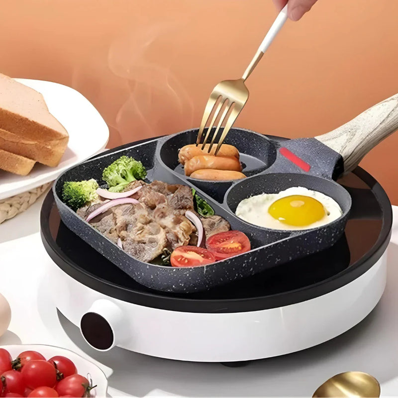Frigideira Antiaderente com 3 Divisórias Multiuso – CompraSmart™