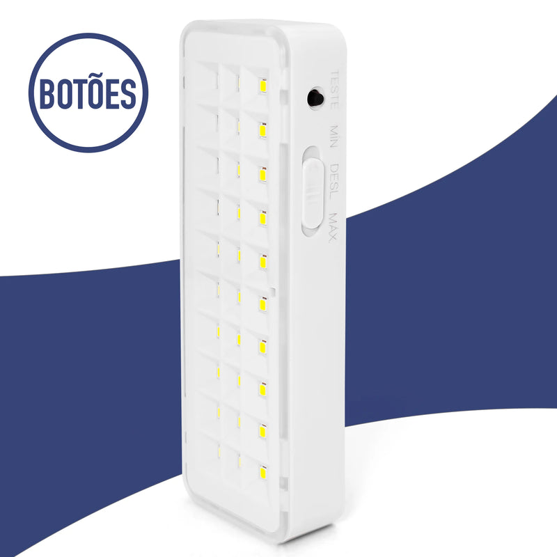 Kit 2 Luminárias de Emergência 30 LEDs com Bateria Recarregável – CompraSmart™