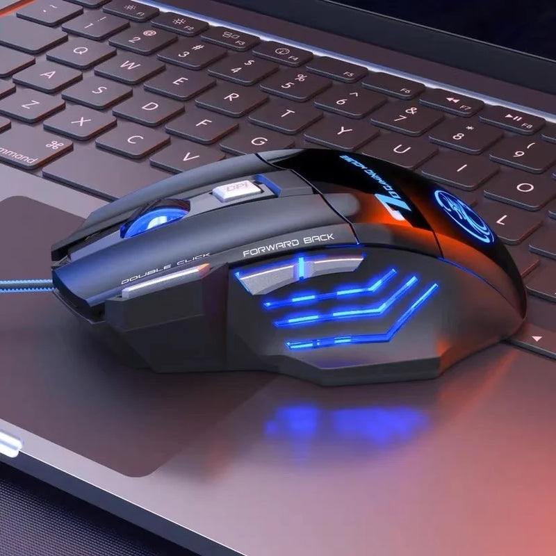 Mouse Gamer X7 com LED, 3200 DPI, USB com 7 Botões – Alta Performance para Jogos e Navegação – CompraSmart™
