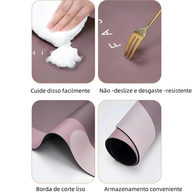 Tapete Oval Absorvente de Banheiro Secagem Rápida Antiderrapante – CompraSmart™