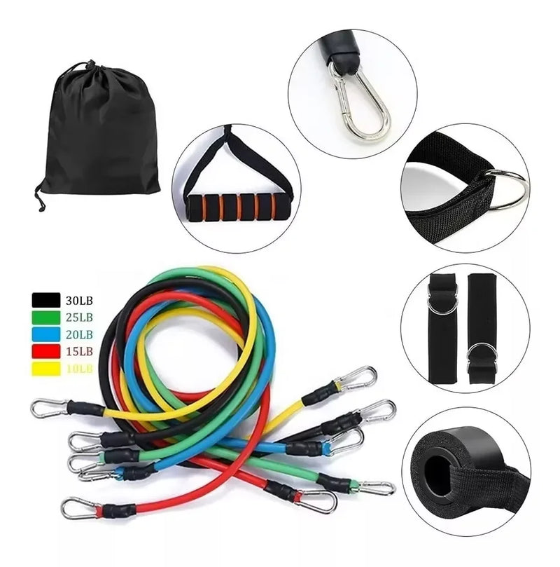 Kit 11 Elásticos Extensores – Treino Funcional, Academia em Casa e Musculação – CompraSmart™