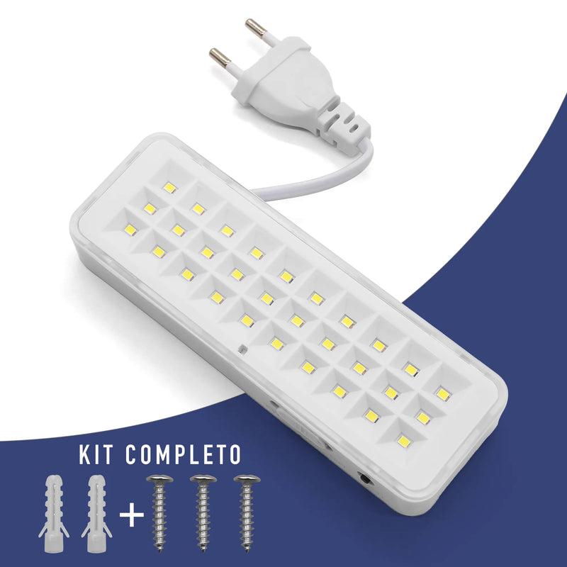Kit 2 Luminárias de Emergência 30 LEDs com Bateria Recarregável – CompraSmart™