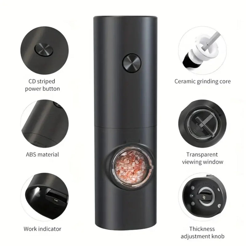 Moedor Elétrico de Sal, Pimenta e Temperos Automático com Ajuste de Moagem – CompraSmart™