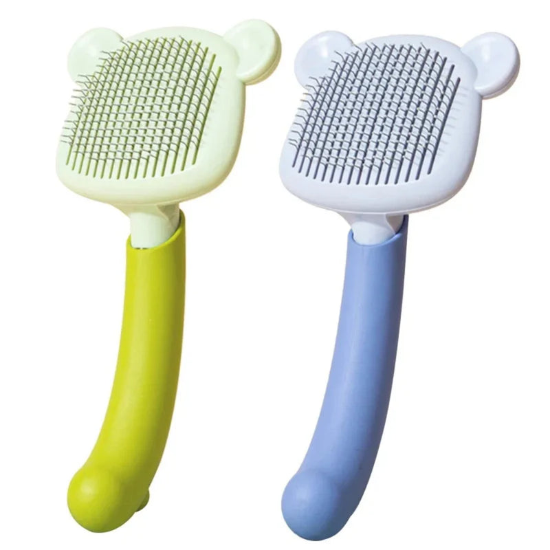Escova Pente Massageadora Removedora de Pelos para Gatos e Cachorros com Botão de Limpeza Fácil – CompraSmart™