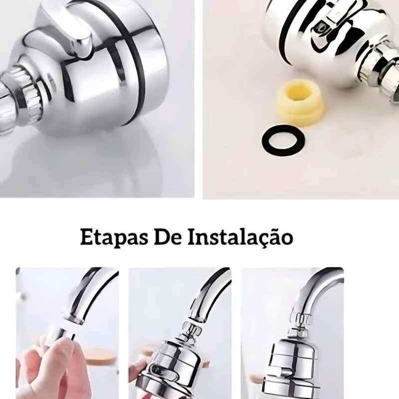 Bico Extensor para Torneira 360º com Botão Jato Reto ou Chuveirinho – Economia e Praticidade na Cozinha – CompraSmart™