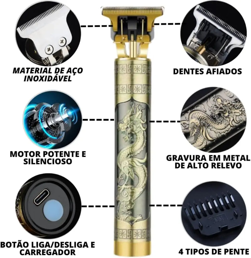 Máquina de Cortar Cabelo Profissional Dragão Recarregável – Alta Precisão e Potência – CompraSmart™
