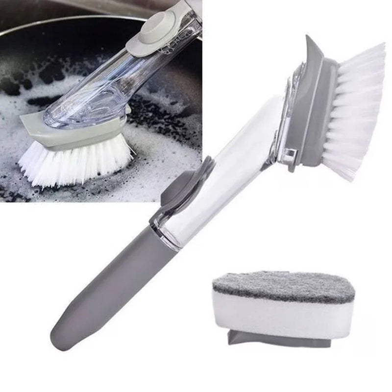 Escova de Limpeza 2 em 1 com Dispenser de Detergente – CompraSmart™