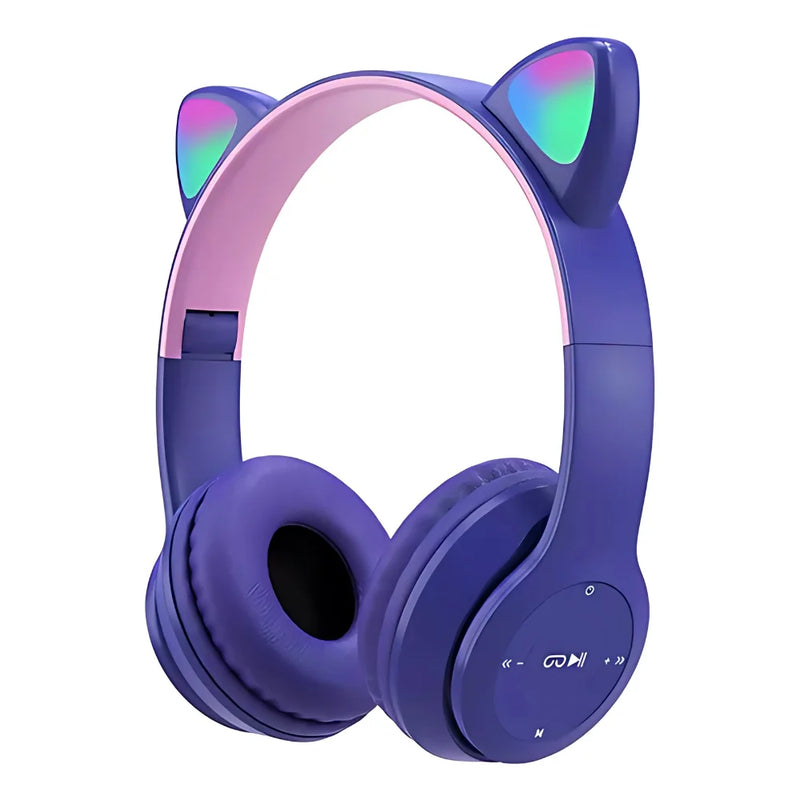 Fone de Ouvido Orelha Gatinho Bluetooth Infantil com LED – CompraSmart™