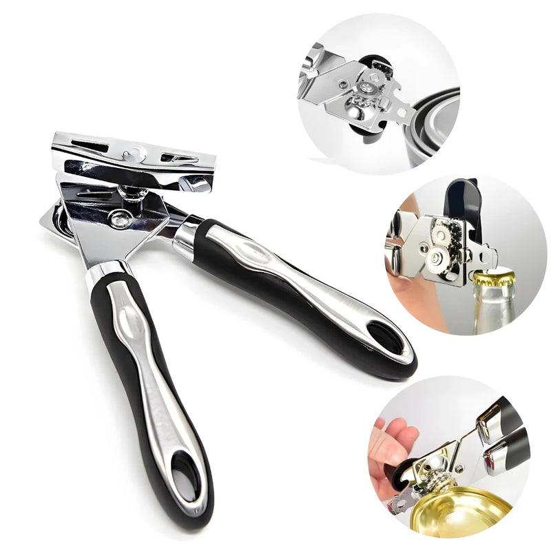 Abridor de Latas e Garrafas 3 em 1 em Aço Inox Profissional – CompraSmart™