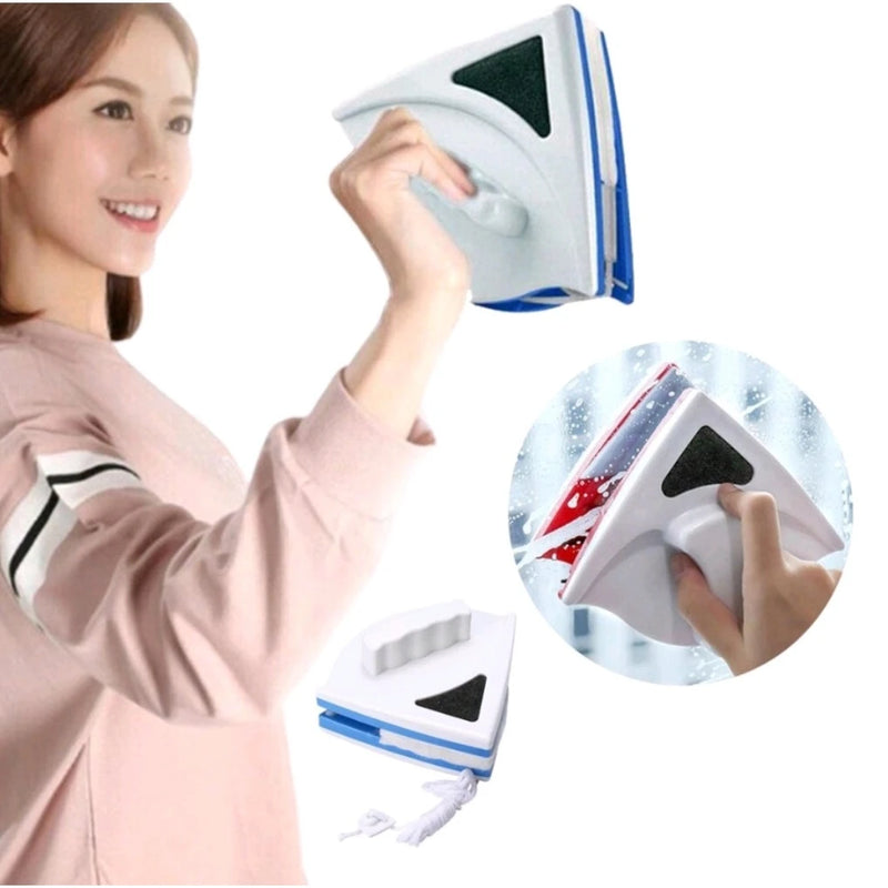 Limpa Vidros Magnético Dupla Face com Rodo e Esponja – CompraSmart™