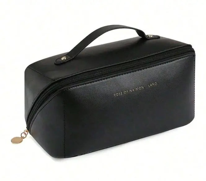 Bolsa Necessaire Feminina de Couro para Maquiagem e Cosméticos – Grande Capacidade Portátil para Viagem – CompraSmart™