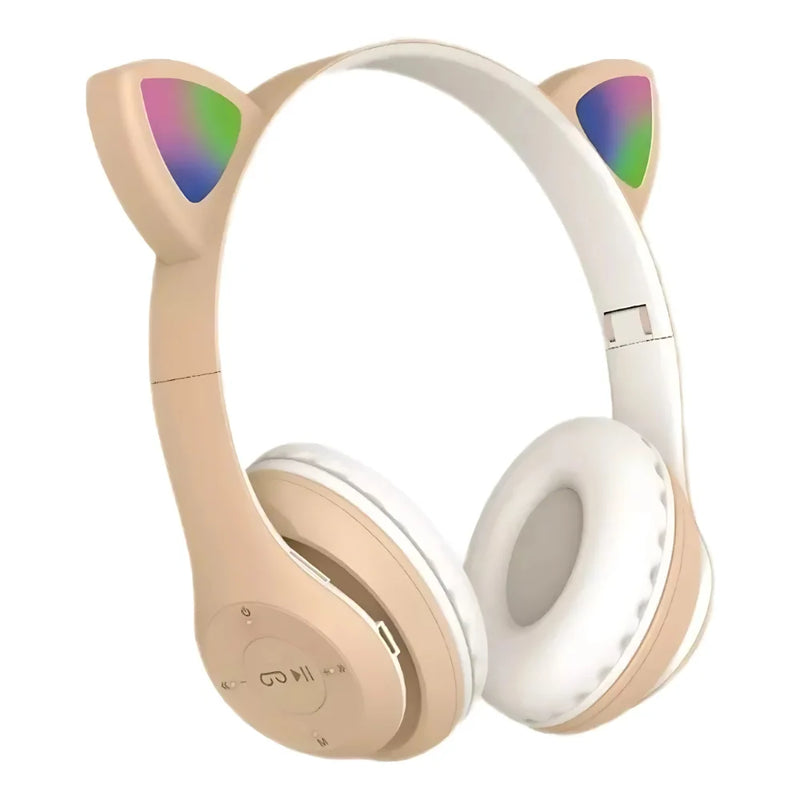 Fone de Ouvido Orelha Gatinho Bluetooth Infantil com LED – CompraSmart™