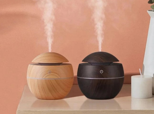 Mini Umidificador e Aromatizador de Ar Tipo Madeira – Elegância, Bem-estar e Conforto – CompraSmart™