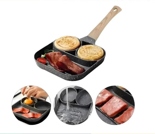 Frigideira Antiaderente com 3 Divisórias Multiuso – CompraSmart™