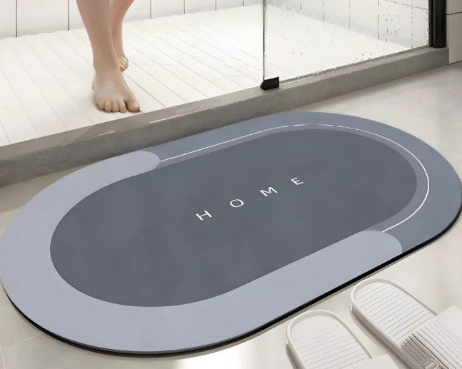 Tapete Oval Absorvente de Banheiro Secagem Rápida Antiderrapante – CompraSmart™
