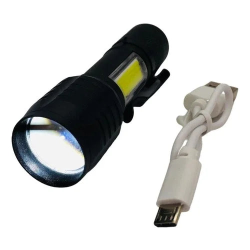 Mini Lanterna LED Tática Recarregável USB com Zoom e Chaveiro – Compacta, Resistente e Super Brilhante – Cybertech™