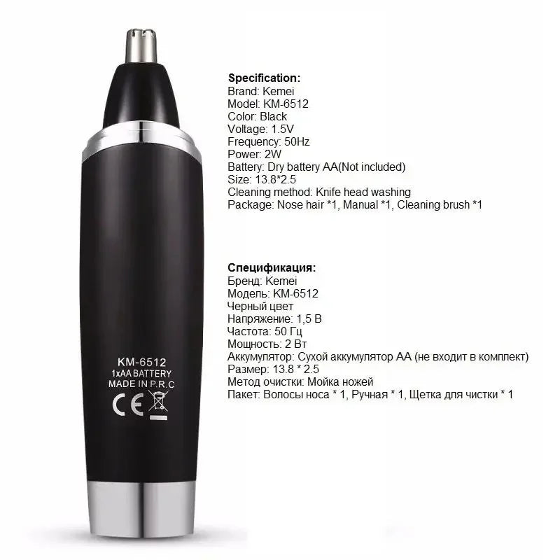 Aparador Portátil de Cabelo Nasal e Sobrancelha Recarregável Kemei KM-6512 – CompraSmart™