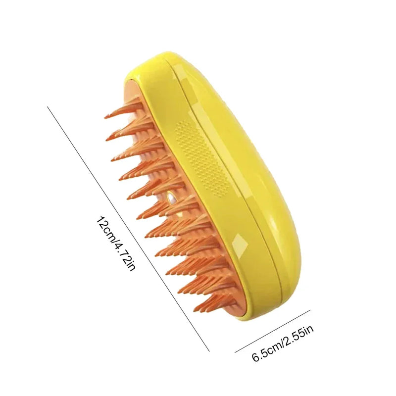 Escova Elétrica a Vapor para Gatos e Cães – 3 em 1 Massagem, Limpeza e Remoção de Pelos – CompraSmart™