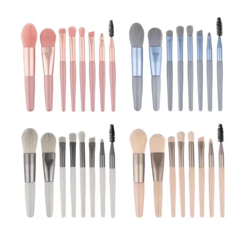 Kit c/ 8 Pincéis de Maquiagem com Estojo Transparente – CompraSmart™