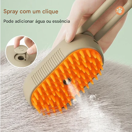 Escova a Vapor 3 em 1 para Gatos e Cães – Limpeza, Remoção de Pelos e Massagem – CompraSmart™